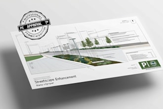 do streetscape enhancement plans with pe stamp for permit approval as a licensed