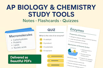 create ap biology and ap chemistry notes, flashcards, and quizzes