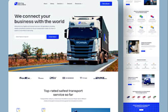 design logistic website trucking rental, dispatch freight broker cargo, car