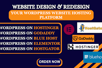 develop or redesign wordpress website on bluehost, godaddy, hosting etc