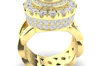 design high end 3d custom gold men rings with iced out diamond details,printable