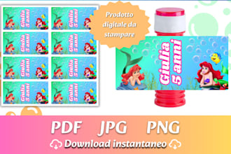 create princess bubble labels PDF