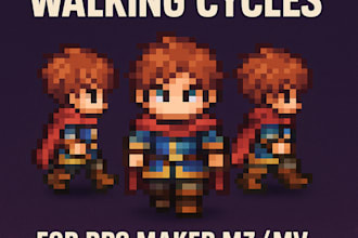 make battle sprite character walking cycles in pixel art for rpg maker mz mv