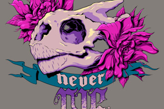create bold and unique tshirt or merch designs in various illustration styles