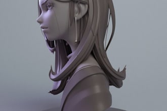 realistic 3d head model in zbrush face sculpt bust modeling stl file 3d printing