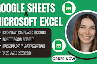 do excel spreadsheet, google sheets, dashboard design, excel formula, automation