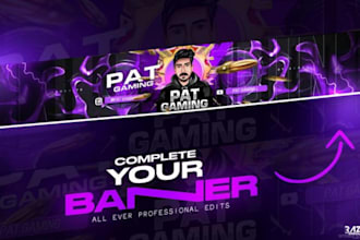 design an ultimate gaming banner for youtube twitch twitter