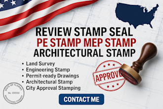 architectural stamp pe stamp ga ma nj tx il permit license engineer land survey