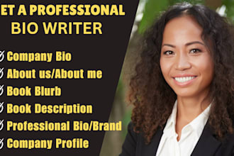 write enchanting company bio, business profile bio, brand story, book blurb