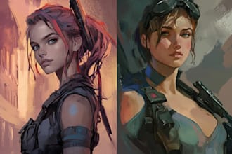 draw semi realistic portrait illustration