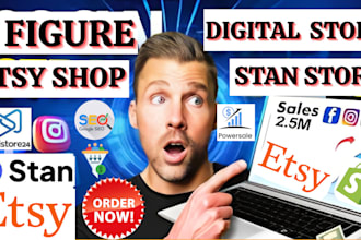setup boost shopify digital store sales etsy shop stan store design etsy seo