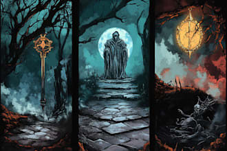 draw dark, brutal, horror, metal tshirt album art illustration