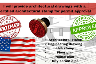 review draw architectural drawing site plan USA stamp permit california approval