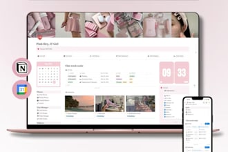 create dashboard customized notion template, aesthetic notion, resell template