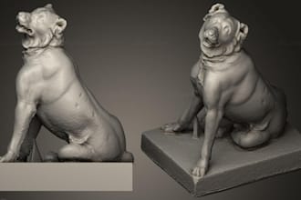 sculpt 3d animal model, 3d dog, cat model, pet model with render for 3d printing