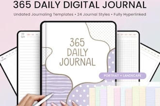 design journal, notebook, ebook cover design, planner, calendar, interior layout