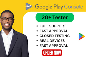 provide 12 testers 20 testers for google play console closed testing