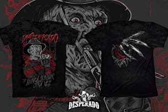 draw custom cartoon tshirt clothing typography horror streetwear vintage design