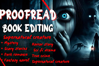 proofread and edit your mystery supernatural novel, horror story, fantasy drama