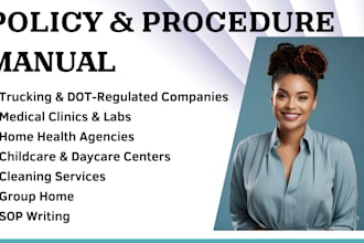 create hipaa iso nemt compliant policies and procedure manuals, sops, handbook
