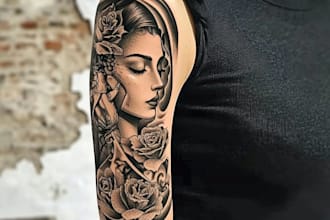 create unique custom tattoo design, tattoo sleeve