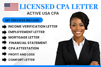 audit US CPA letter CPA comfort letter CPA verification letter profit and loss