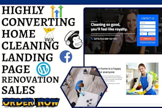 design home cleaning landing page home renovation website cleaning sales funnel