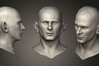 create  3d  bust model, 3d head, character model