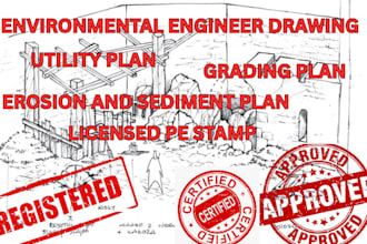 design erosion sediment control plan ,grading and utility plan with pe stamp