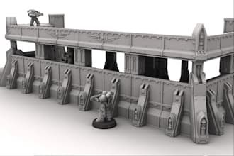 do 3d tabletop castle terrain warhammer 40k wall environment model 3d print stl