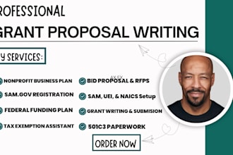 do grant research, bid proposal, apply for non profit and small business grants