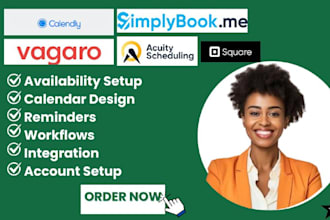 setup acquity scheduling, square, booking appointments, calendly