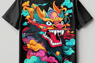create graphic t shirt design in cartoon style illustration