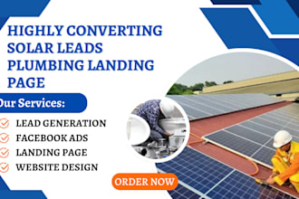 generate solar hvac leads plumbing landing page flooring website via fb ads