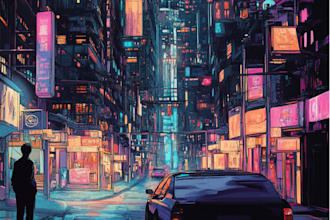 do futuristic cyberpunk city and sci fi concept art