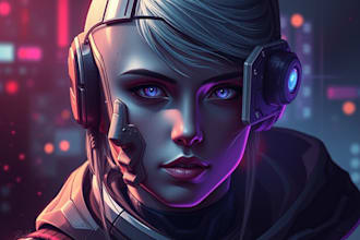design stunning sci fi, cyberpunk, portrait art