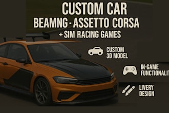 make custom car for beamng, assetto corsa, iracing, sim game