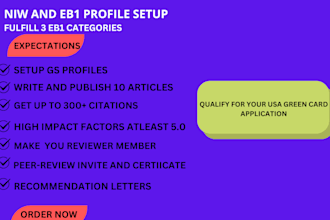 create eb1 niw researcher profile, write and publish peer review invite