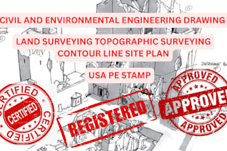 do land surveying topographic surveying contour line site plan with pe stamp