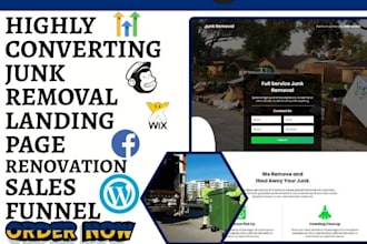 design junk removal landing page dumpster website hauling junk removal funnel