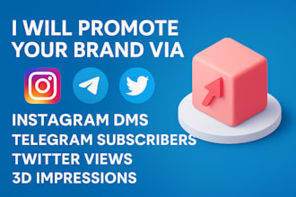 do instagram direct message, telegram subscribers, impression 3d, twitter views