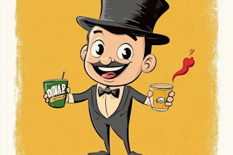 create classic vintage retro cartoon character mascot illustration logo