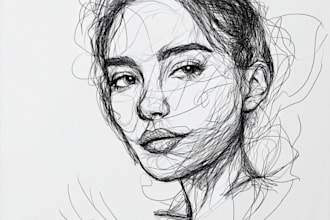 do scribble art, abstract line portrait