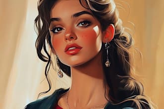 create portrait in semi realism disney cartoon style