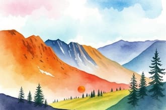 draw a watercolor landscape illustration