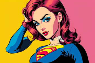 illustrate a superhero pop art portrait