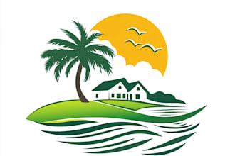 design beach landscape and lawncare logo