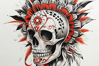 draw custom american traditional tattoo design for you