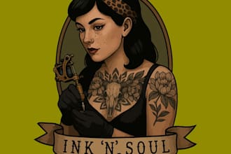 do creative female body tattoo vintage logo design