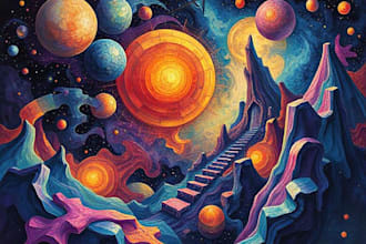 create magical abstract art, psychedelic, surrealism, cubism